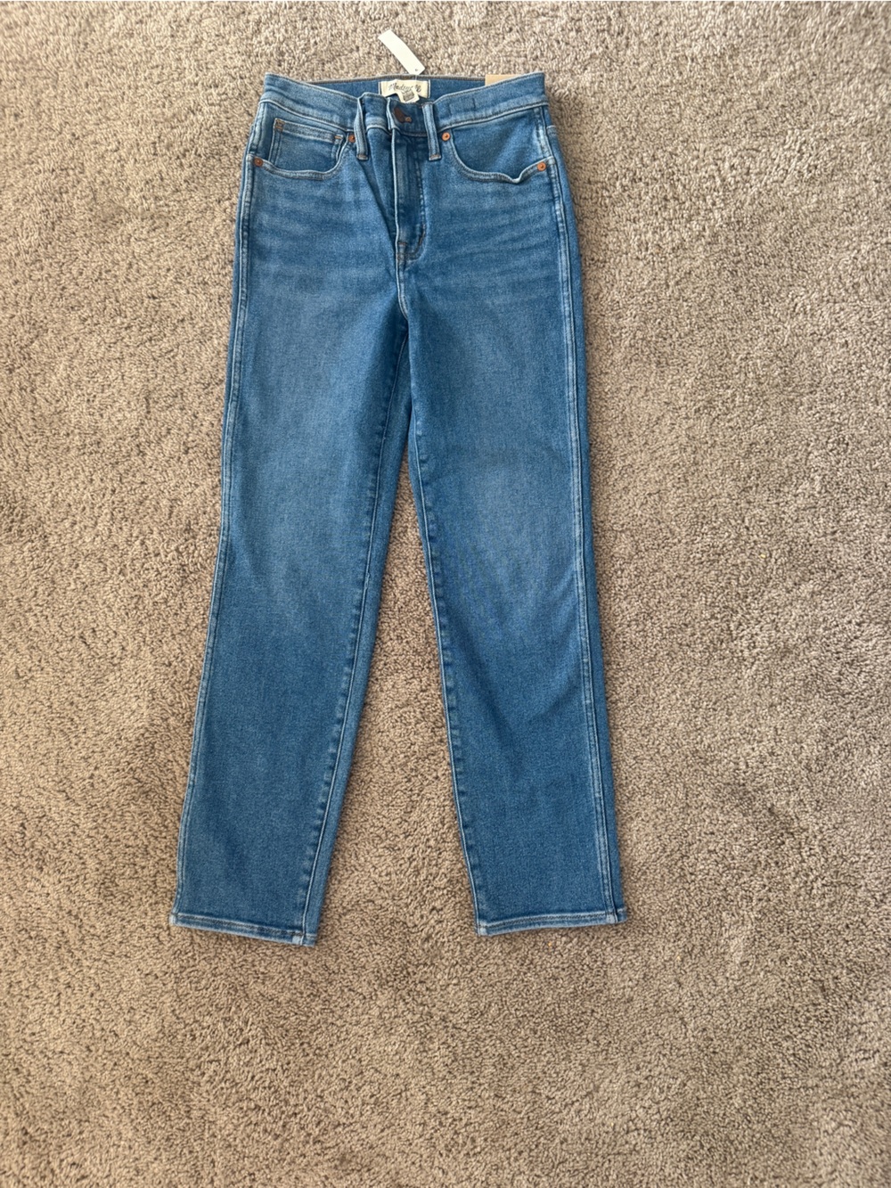 NWT Madewell The Stovepipe Jean High Rise Straight Leg Blue